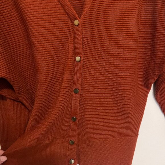 Truth by Republic Rust Ribbed Button Front Cardigan Size Small - Picture 8 of 8